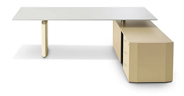 Bureau exécutif en bois en L avec tiroirs I 4 Mariani collection Symetria usine i 4 Mariani de l'Italie. Foto №2