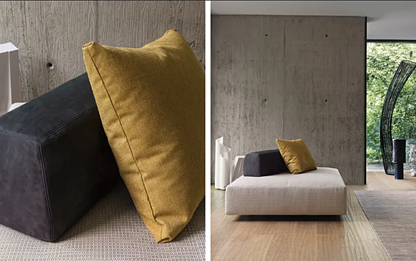 Canapé d'angle en tissu avec coussins rembourrés Flou Softbench usine Flou de l'Italie. Foto №6