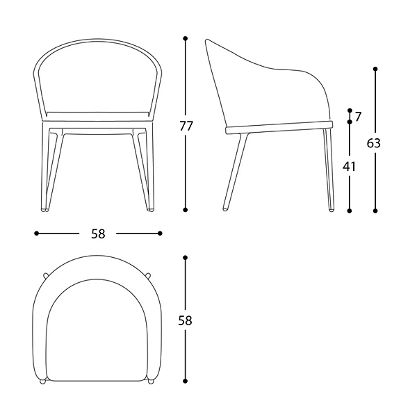 Chaise de jardin rembourrée VARASCHIN Clever 229P usine VARASCHIN de l'Italie. Foto №11