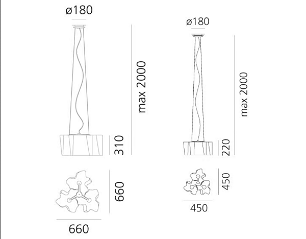 Suspension en verre soufflé Logico 3x120 Artemide 0454010A, 0454020A, 0698020A usine Artemide de l'Italie. Foto №8