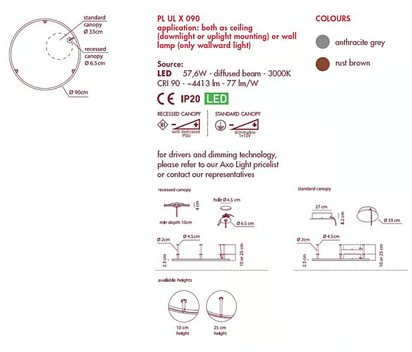 Lampe de plafond LED en aluminium U-Light AXOLIGHT usine Axolight de l'Italie. Foto №3