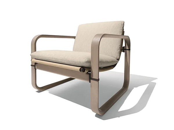 Fauteuil de jardin en frêne rembourré avec accoudoirs GIORGETTI LOOP usine GIORGETTI de l'Italie. Foto №1