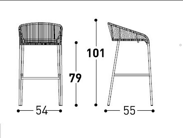 Tabouret en aluminium laqué avec dossier Cricket VARASCHIN 2991, 2994 usine VARASCHIN de l'Italie. Foto №9