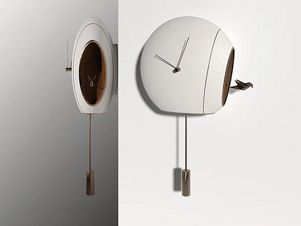 Horloge murale pendule en cuir GIORGETTI avec coucou usine GIORGETTI de l'Italie. Foto №5