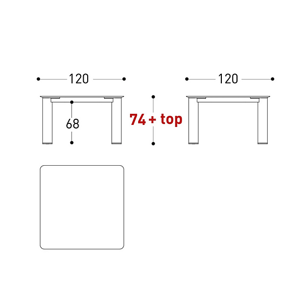 Table de jardin carrée en aluminium avec plateau HPL VARASCHIN Plinto 24680, 24682 usine VARASCHIN de l'Italie. Foto №10