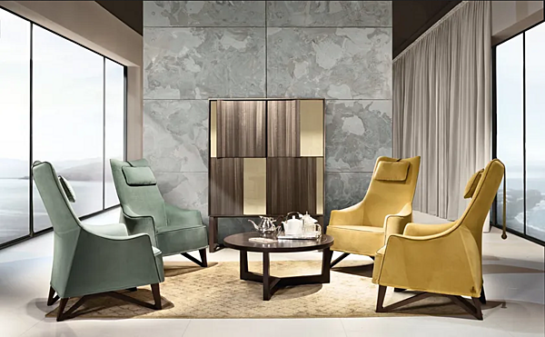 Fauteuil en cuir avec accoudoirs GIORGETTI MOBIUS usine GIORGETTI de l'Italie. Foto №3