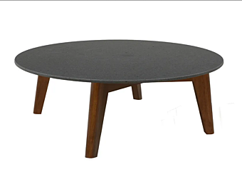 Table basse ronde en bois avec plateau en pierre de lave CHELINI EDGAR usine CHELINI de l'Italie