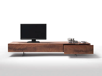 Meuble TV bas en acajou avec tiroirs FLEXFORM Piuma usine FLEXFORM de l'Italie