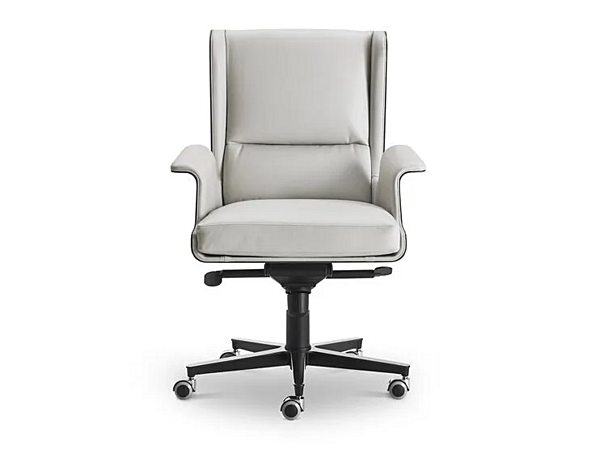 Chaise de direction pivotante en cuir et bois avec accoudoirs Garbo i 4 Mariani usine i 4 Mariani de l'Italie. Foto №1