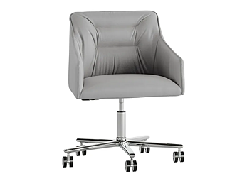 Chaise en cuir avec roulettes et base à 5 branches Kira Eforma usine Eforma de l'Italie