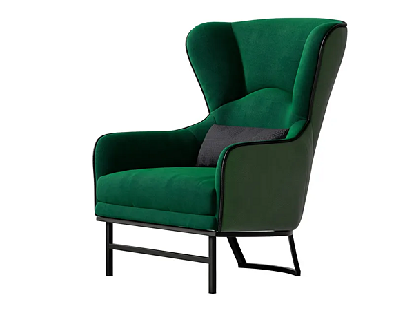 Fauteuil bergère en cuir et tissu Sesto Senso CPRN HOMOOD S575 usine CPRN HOMOOD de l'Italie. Foto №1