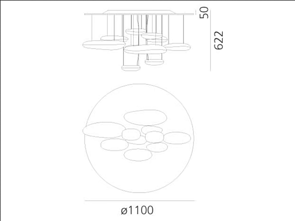 Lampe de plafond en aluminium et ABS Mercury Artemide 1366W10A, 1366110A usine Artemide de l'Italie. Foto №3