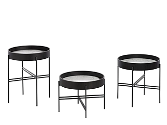 Table basse ronde en métal avec plateau en marbre Potocco 872 TC 872/TC