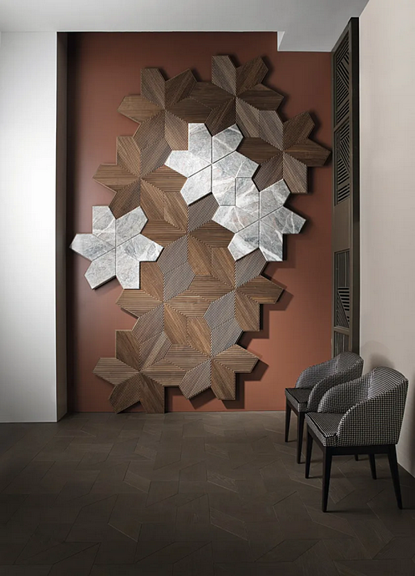 Boiserie tridimensionnelle en bois et marbre Azalea 3D ARTE BROTTO usine Arte Brotto de l'Italie. Foto №2