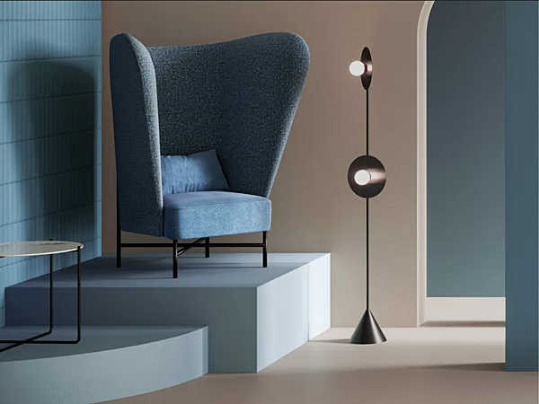 Fauteuil haut en tissu avec accoudoirs Circus Innova Imbottiti usine Innova Imbottiti de l'Italie. Foto №5