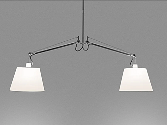 Lampe suspendue pivotante dimmable en aluminium Artemide Tolomeo Basculante Due Bracci 0630010A