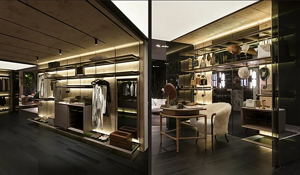 Garde-robe sectionnelle en frêne avec éclairage intégré GIORGETTI REIWA usine GIORGETTI de l'Italie. Foto №10