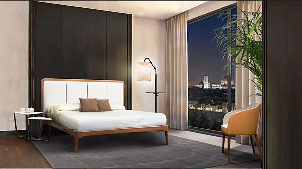 Lit en bois avec tête de lit rembourrée Julia FORMITALIA usine FORMITALIA de l'Italie. Foto №3