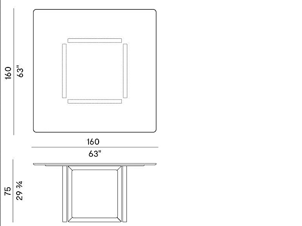 Table carrée en marbre Opus 893 TQ Potocco 893/TQ usine POTOCCO de l'Italie. Foto №3