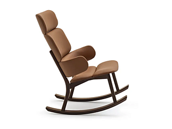 Fauteuil à bascule en cuir avec accoudoirs bands Bergère INNOVA Imbottiti Fauteuil à bascule en cuir avec accoudoirs bands Bergère INNOVA Imbottiti usine Innova Imbottiti de l'Italie