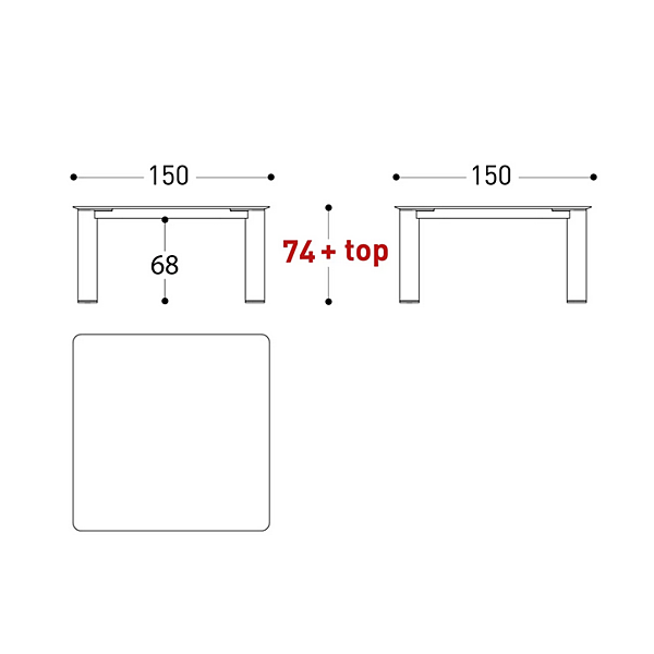 Table de jardin carrée en aluminium avec plateau HPL VARASCHIN Plinto 24680, 24682 usine VARASCHIN de l'Italie. Foto №11