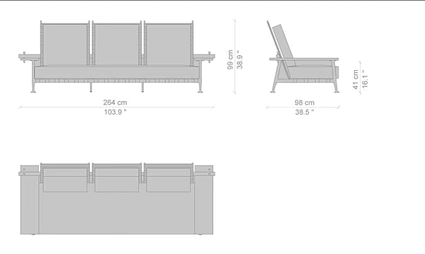 Canapé en tissu pour jardin CASSINA 239 FENC'E NATURE usine CASSINA de l'Italie. Foto №9