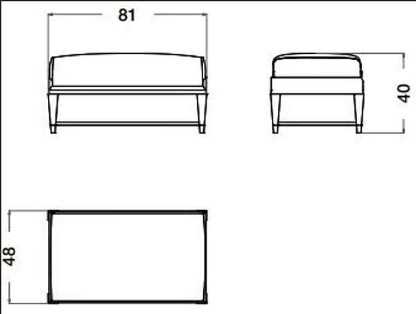 Pouf rectangulaire en cuir et bois Eclipse CPRN HOMOOD E206 usine CPRN HOMOOD de l'Italie. Foto №2