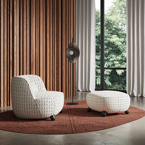Pouf rond en tissu rembourré Gradisca Liu Jo Living Collection GDS usine Liu Jo Living Collection de l'Italie. Foto №4
