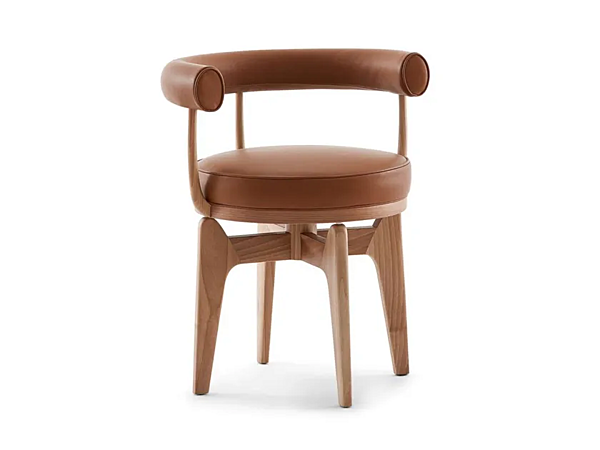 Fauteuil en cuir pivotant avec accoudoirs CASSINA INDOCHINE usine CASSINA de l'Italie. Foto №3