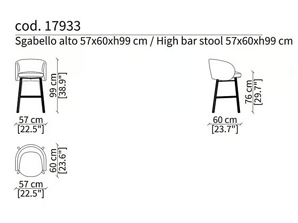 Tabouret haut en tissu rembourré avec repose-pieds Frigerio Hug usine Frigerio de l'Italie. Foto №9