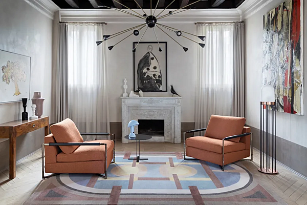 Fauteuil en tissu avec accoudoirs Saba Italia Light usine SABA de l'Italie. Foto №3