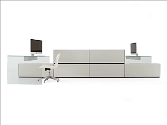 Bureau en cristal avec étagères AIR UP Gallotti&Radice usine Gallotti & Radice de l'Italie