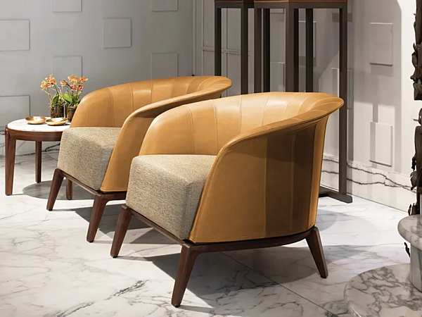 Fauteuil en cuir avec accoudoirs GIORGETTI Aura 63981, 63982 usine GIORGETTI de l'Italie. Foto №4