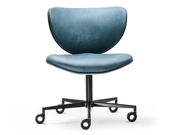 Chaise de bureau en cuir avec roulettes Black Tie Kalida KAL10OFR usine Black Tie de l'Italie. Foto №1