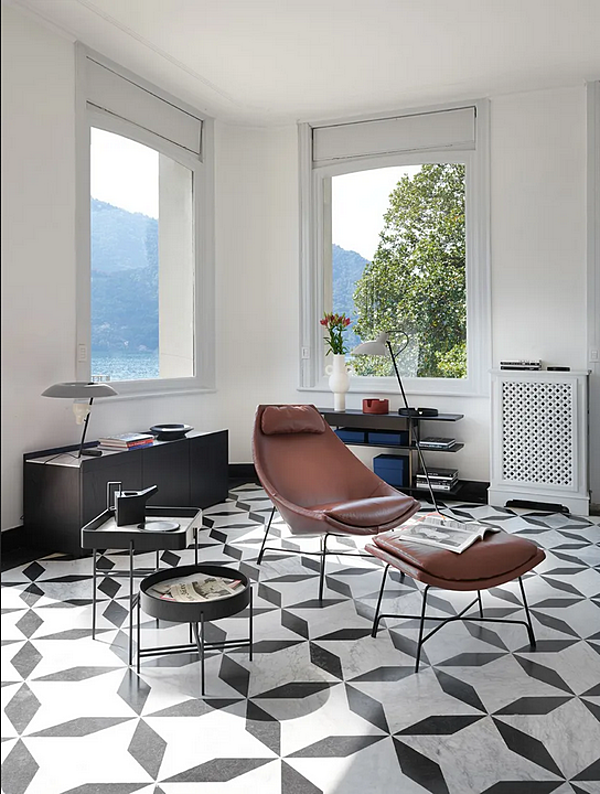 Fauteuil en cuir avec repose-tête Cut 910 PL Potocco 910/PL usine POTOCCO de l'Italie. Foto №2