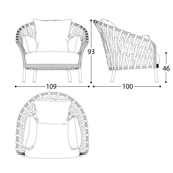 Fauteuil de jardin en acrylique avec accoudoirs EMMA CROSS VARASCHIN 24820 usine VARASCHIN de l'Italie. Foto №15