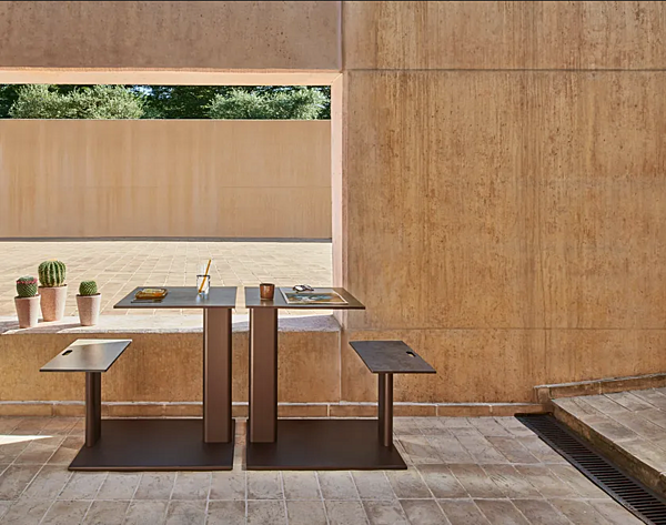 Table de jardin avec assise intégrée en aluminium et HPL Plinto Sit Eat VARASCHIN 24690 usine VARASCHIN de l'Italie. Foto №5