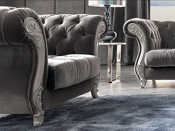 Fauteuil capitonné en tissu Gabriel CORTEZARI 732 usine CORTE ZARI de l'Italie. Foto №1