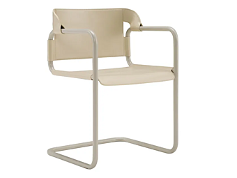 Chaise cantilever en cuir tanné avec accoudoirs AMURA VIENNE AM016.010 usine AMURA de l'Italie