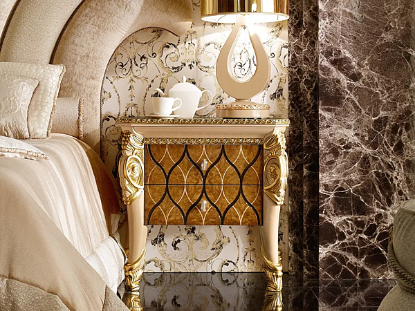 Table de chevet rectangulaire en bois avec tiroirs A.R. Arredamenti Harmony 386 usine A.R.ARREDAMENTI SRL de l'Italie. Foto №2