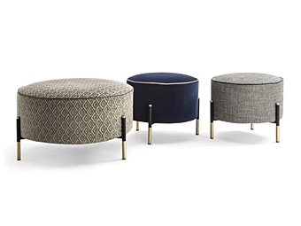 Pouf rond en tissu rembourré Kevin Frigerio