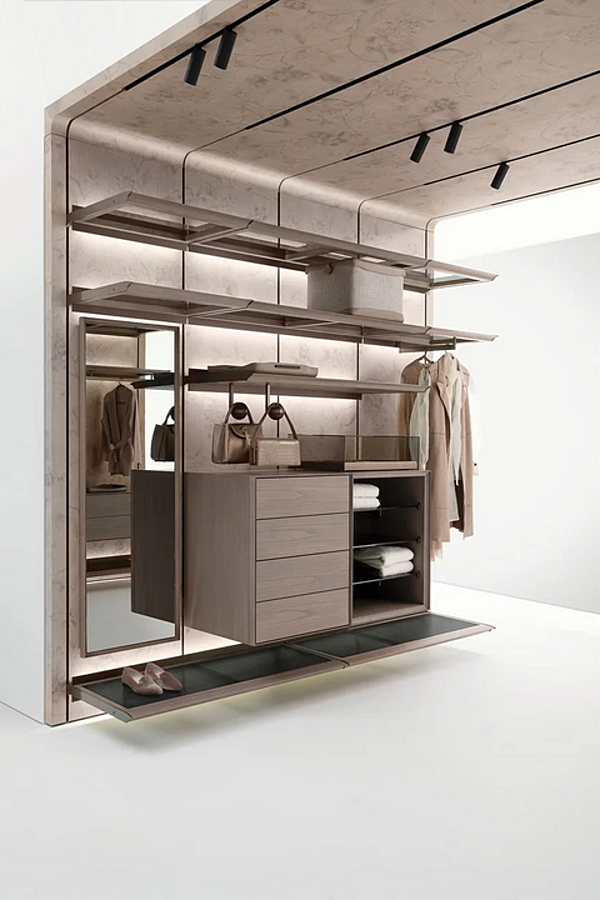 Garde-robe sectionnelle en frêne avec éclairage intégré GIORGETTI REIWA usine GIORGETTI de l'Italie. Foto №12
