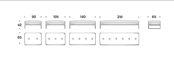 Pouf en tissu rembourré à base traîneau Saba New York Suite usine SABA de l'Italie. Foto №9