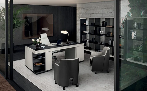Bureau exécutif en bois avec tiroirs Noah i 4 Mariani usine i 4 Mariani de l'Italie. Foto №10