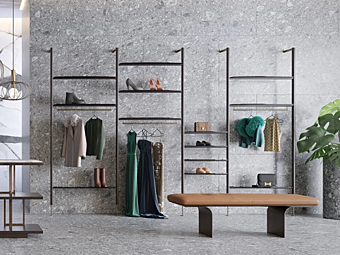 Bibliothèque murale en bois et verre Nima Borzalino usine Borzalino de l'Italie