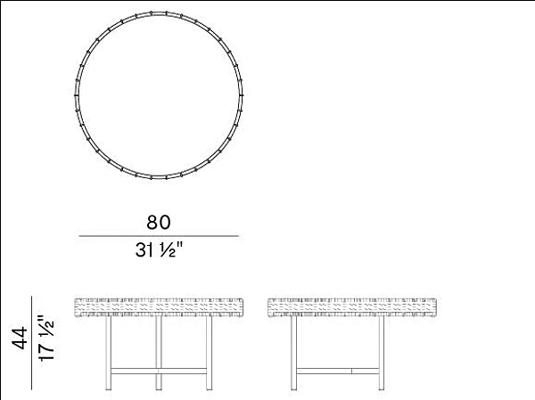 Table basse ronde en corde avec plateau en verre Potocco Ropu 888 TBC 888/TBC usine POTOCCO de l'Italie. Foto №5