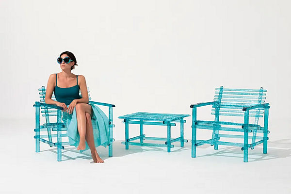 Fauteuil d'extérieur en polycarbonate avec accoudoirs Edra A Mare AMR020 usine EDRA de l'Italie. Foto №2