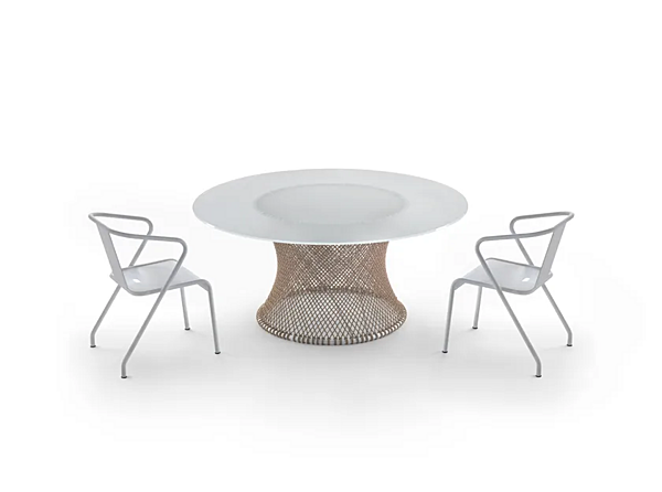 Table de jardin ronde en acier inoxydable et PVC FLEXFORM Oasis 02C7L1, 02C7L2, 02C7L3 usine FLEXFORM de l'Italie. Foto №3