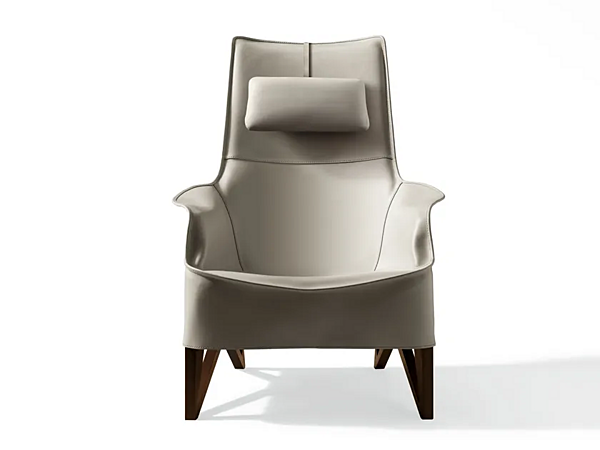 Fauteuil en cuir tanné avec repose-tête Mobius GIORGETTI usine GIORGETTI de l'Italie. Foto №1