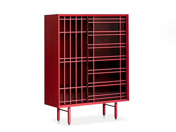 Buffet en bois et verre avec portes coulissantes Potocco SEN 886 MA 886/MA usine POTOCCO de l'Italie. Foto №1